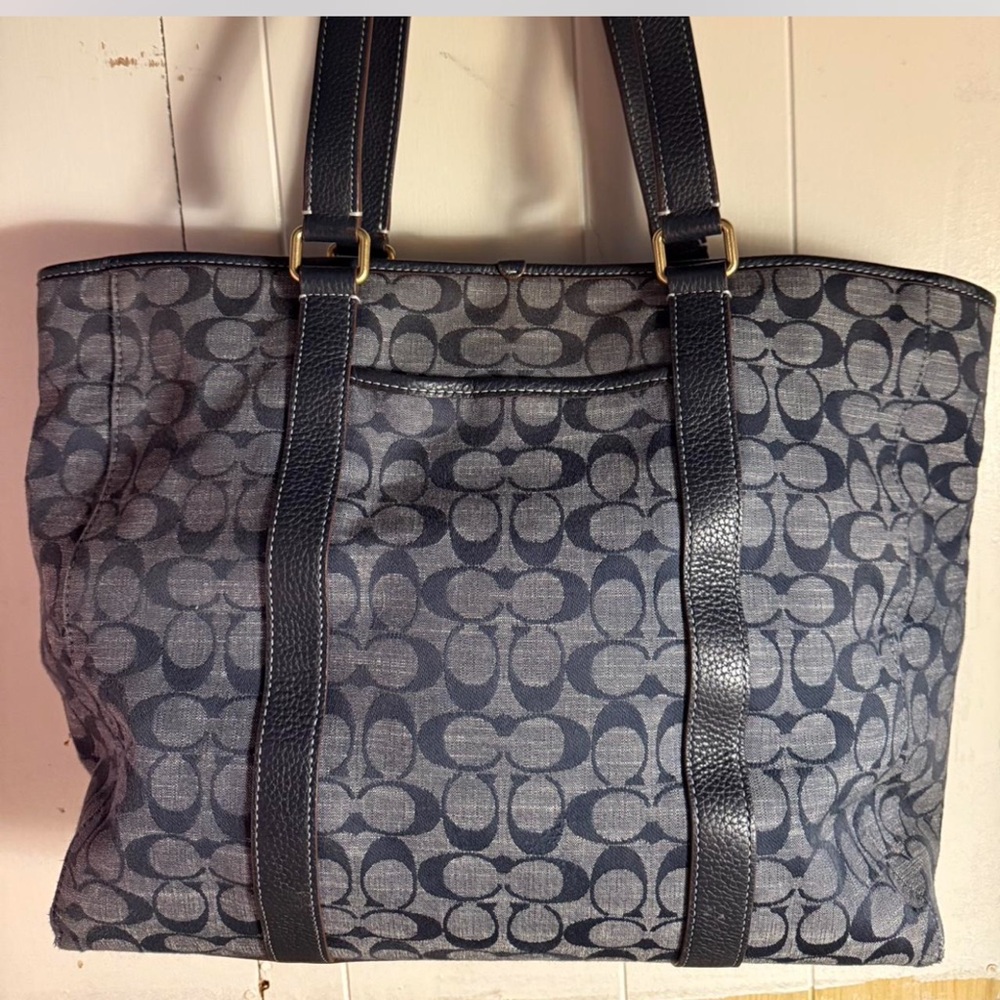 Coach Navy Blue Leather Tote bag